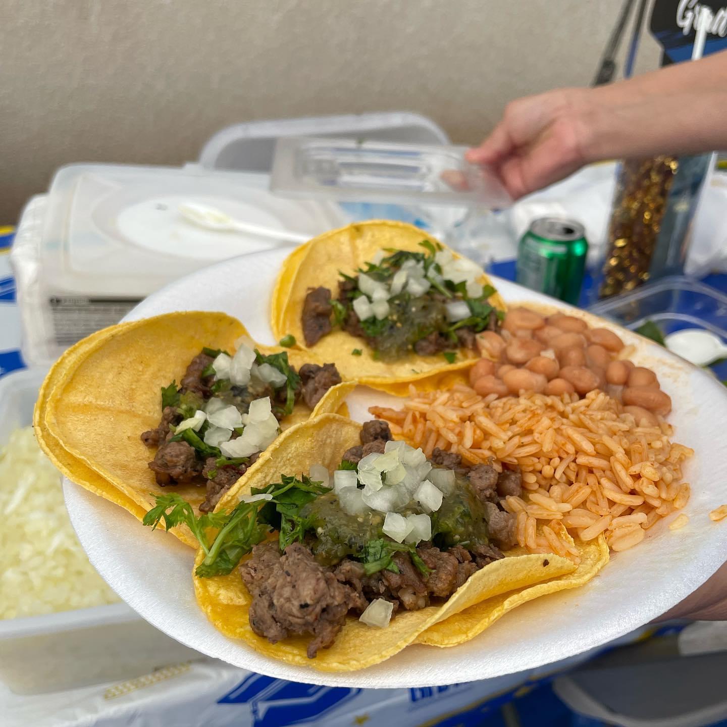 tacos rice beans plate